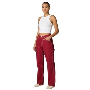 Dickies  Cargo Pocket Straight Leg High Waist Pants Cherry Red 25